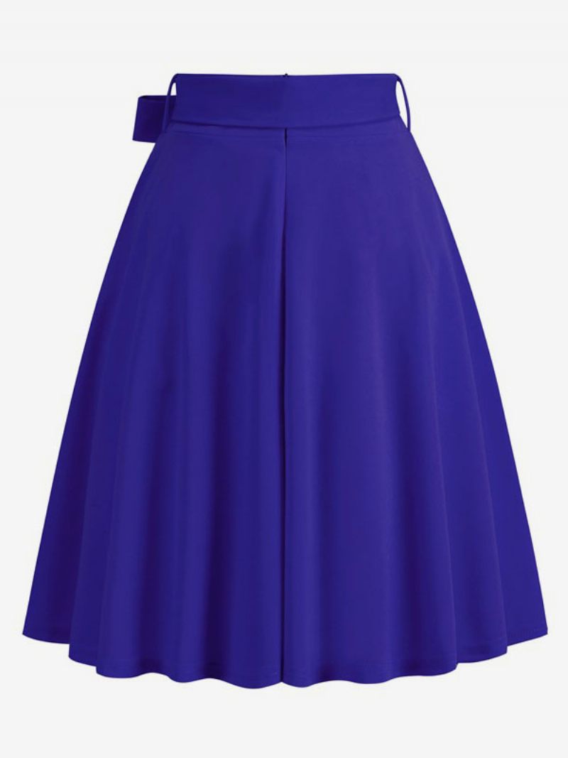 Jupe Courte Pour Femmes Nœuds Taille Surélevée Bas Vintage Superposés - Bleu