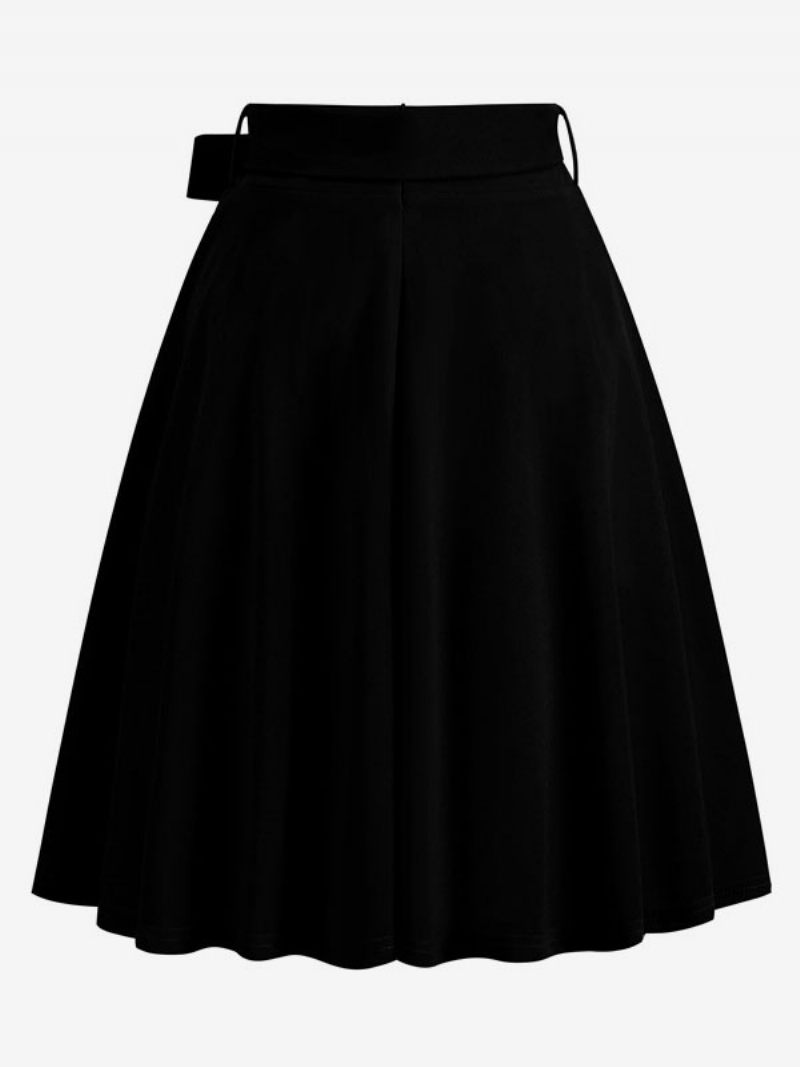 Jupe Courte Pour Femmes Nœuds Taille Surélevée Bas Vintage Superposés - Noir