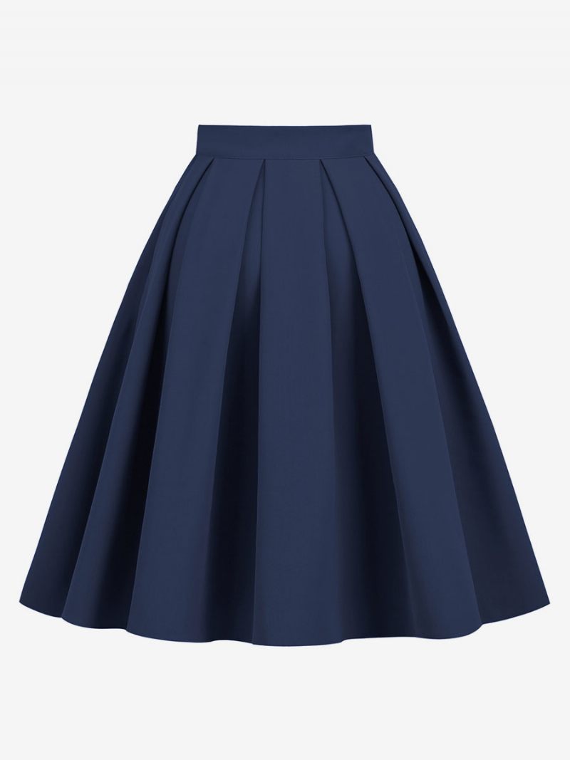 Jupe Pour Femmes Bleu Marine Foncé Plissée Taille Surélevée Couches Bas - Marine Foncé
