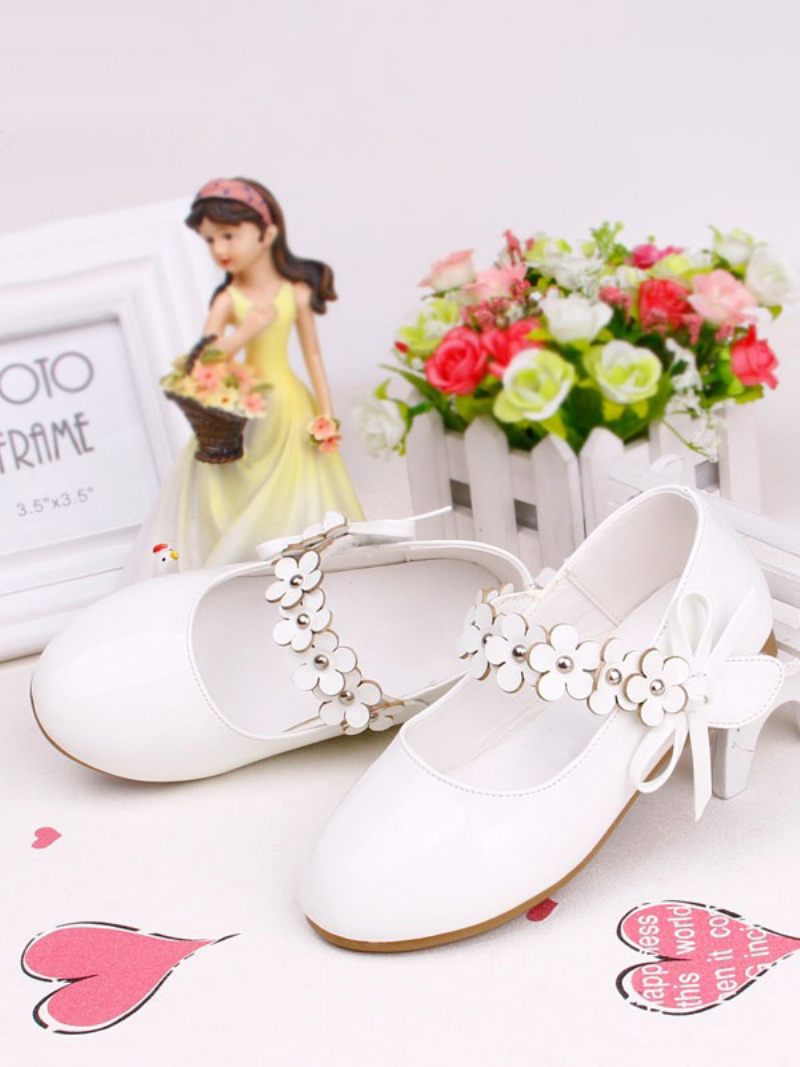Chaussures Fille Fleur Fête Cuir Pu Blanc Pour Enfants