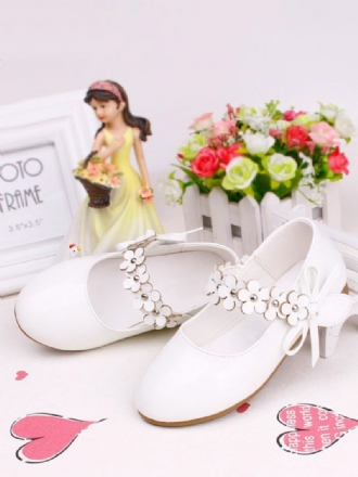 Chaussures Fille Fleur Fête Cuir Pu Blanc Pour Enfants