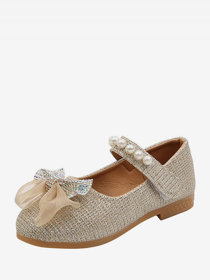 Chaussures Fille Fleur Fête Polyester Rose Avec Nœuds Pour Enfants - Or