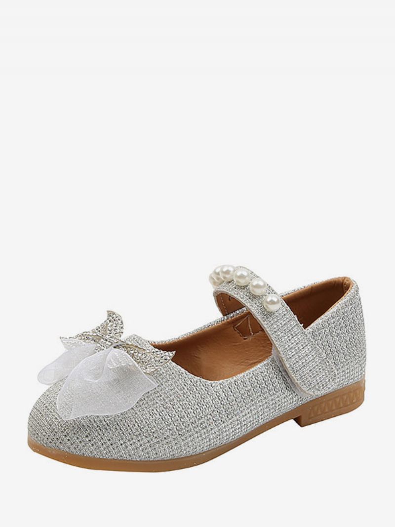 Chaussures Fille Fleur Fête Polyester Rose Avec Nœuds Pour Enfants - Argent
