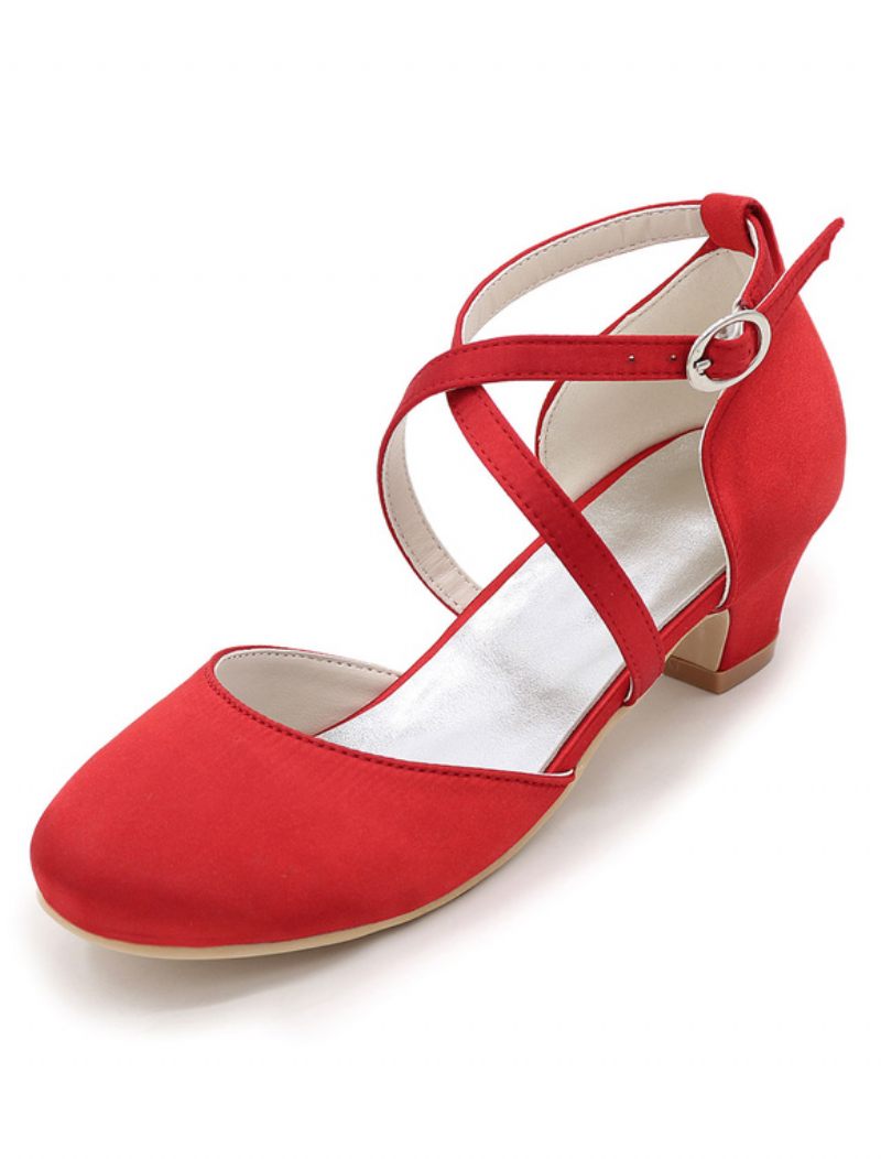 Chaussures Fille Vintage Cross Over Escarpins Mariée - Rouge