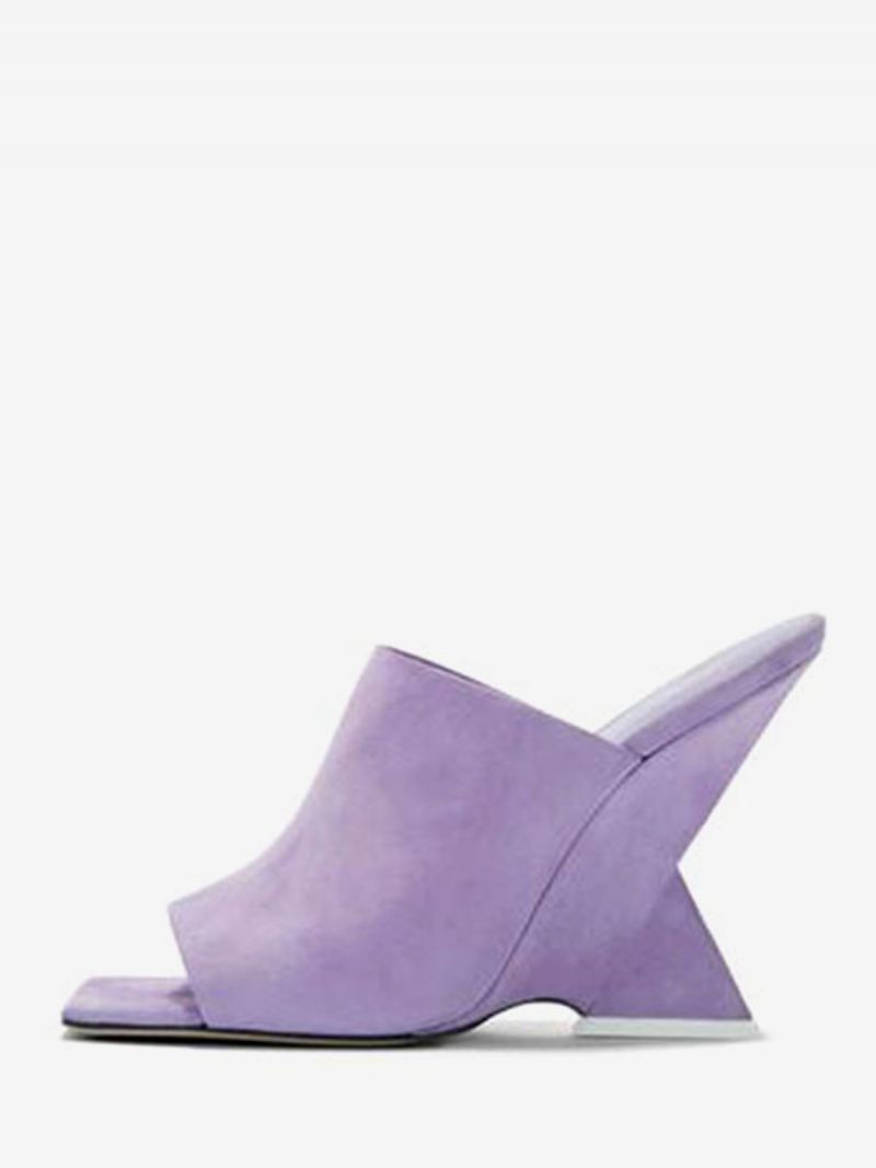 Sandales À Talons Compensés Bout Ouvert Terry Pour Femmes - Lilas