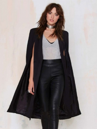Poncho Pour Femme Col V Chauve-souris Extensible Fendu Sur Le Devant