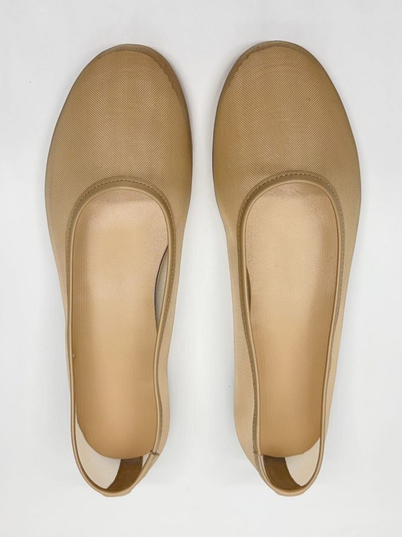 Chaussures Plates Ballet Maille Pour Femmes Escarpins Plats À Bout Rond Et Enfiler - Jaune Clair Clair