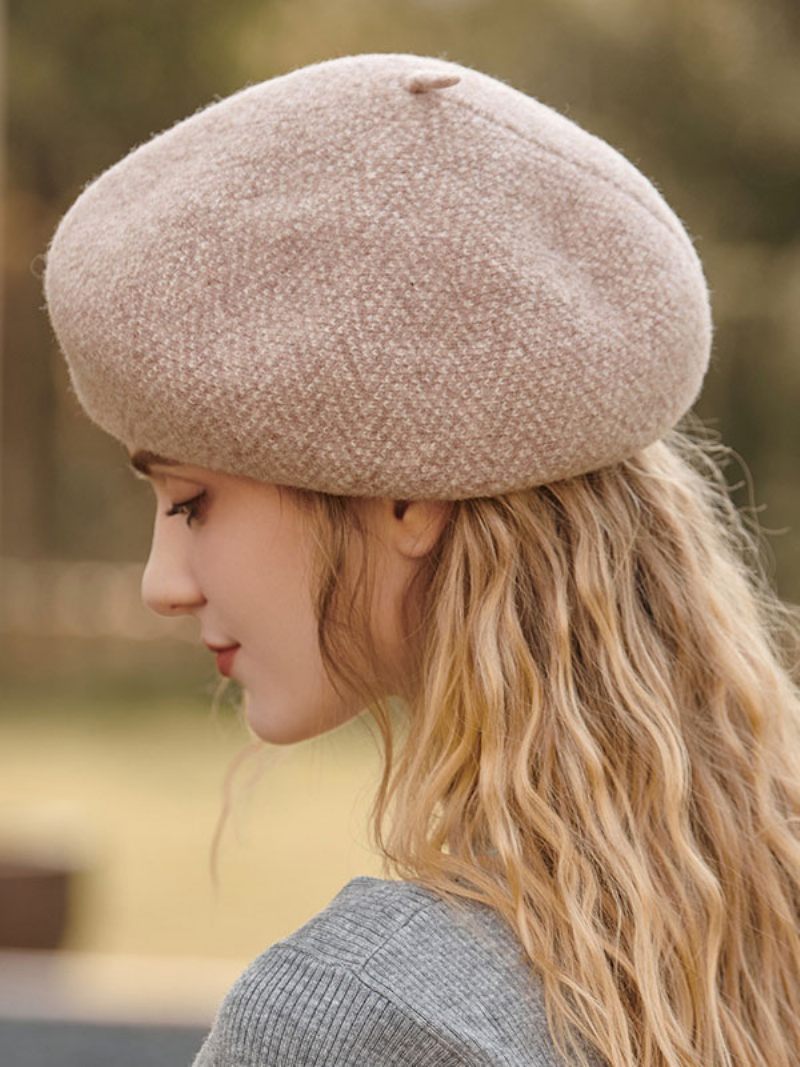 Chapeaux Blancs Écru Pour Femmes Béret Laine Pratique - Rose