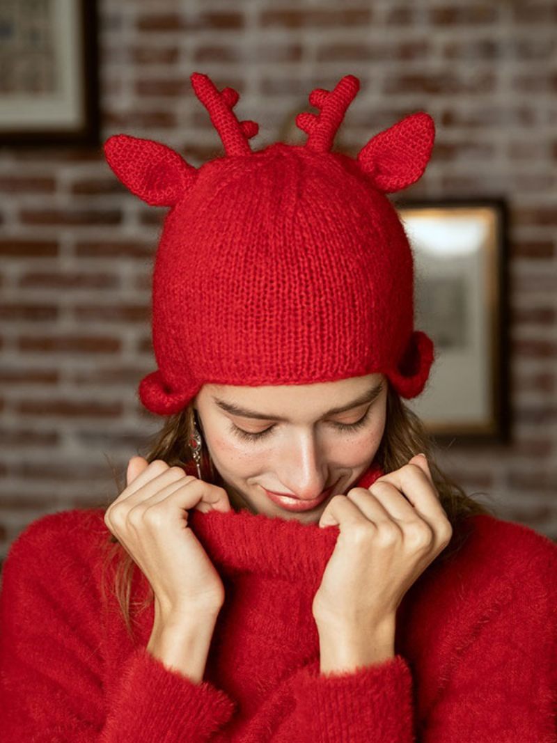 Chapeaux Pour Femmes Chic Tricoté Découpes Designer Hiver Chauds - Rouge