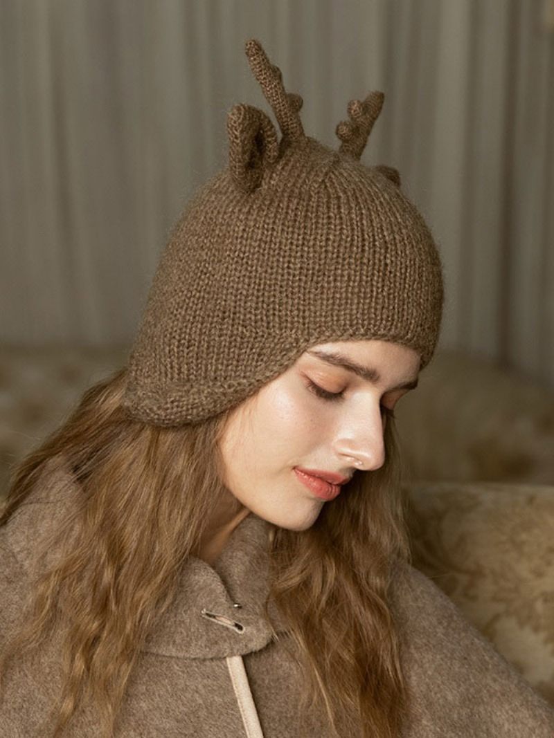 Chapeaux Pour Femmes Chic Tricoté Découpes Designer Hiver Chauds - Café Marron