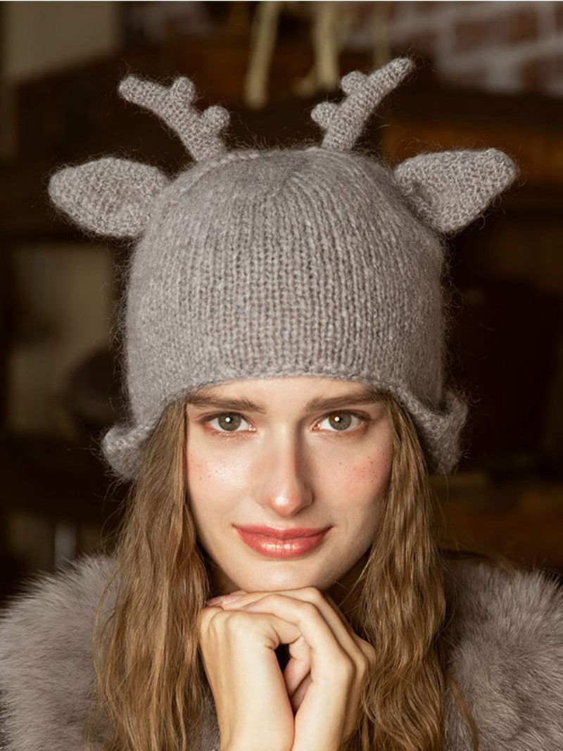 Chapeaux Pour Femmes Chic Tricoté Découpes Designer Hiver Chauds - Gris