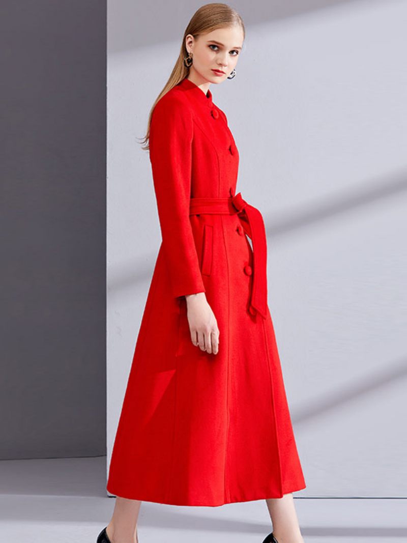 Manteau D'hiver Bleu Pour Femme Vêtements D'extérieur Longs Laine - Rouge Ture