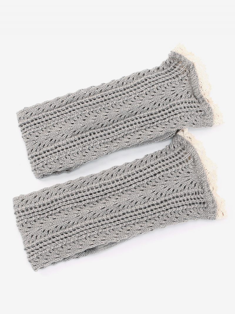 Dentelle Noire Haute Qualité Moelleux Tricot Hiver Épais Chaud Confortable Floue Calcetines Felpa Étage Invierno Femmes Chaussettes - Gris Clair