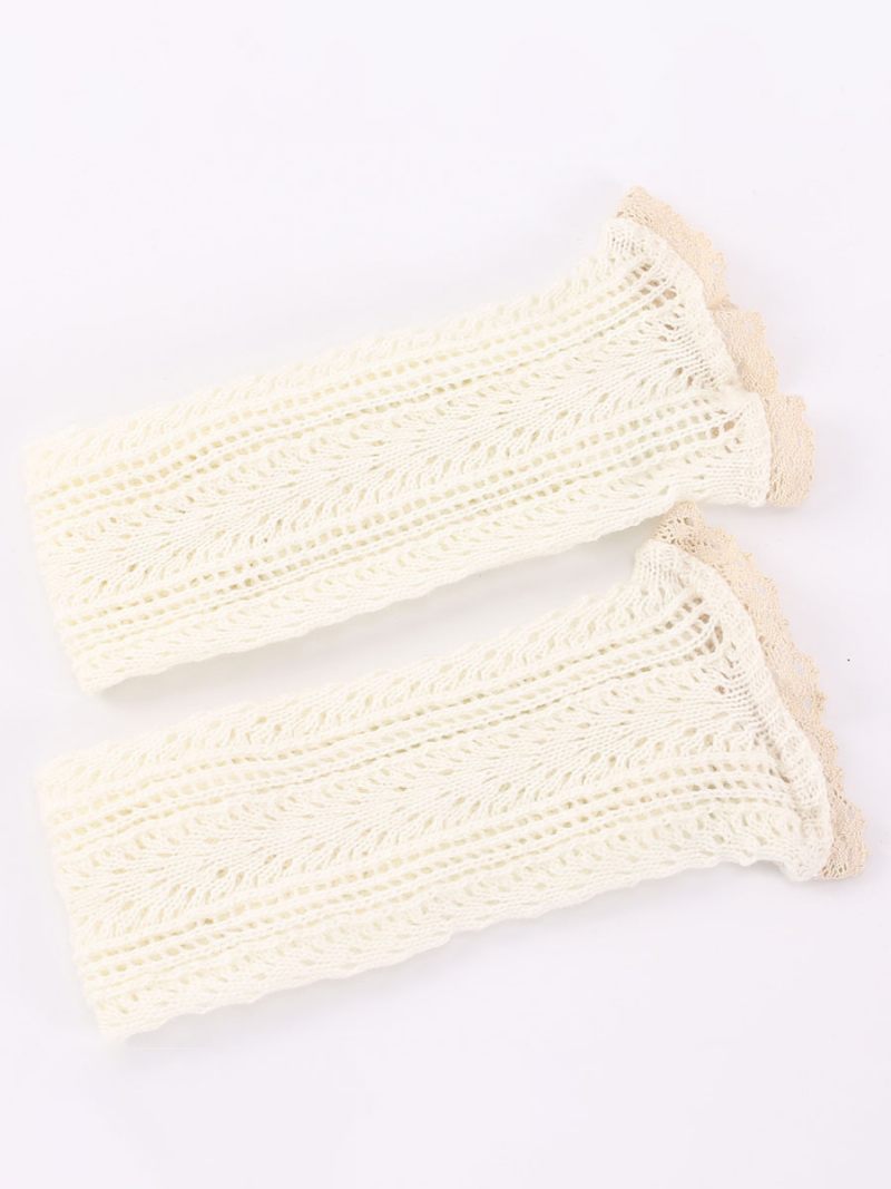 Dentelle Noire Haute Qualité Moelleux Tricot Hiver Épais Chaud Confortable Floue Calcetines Felpa Étage Invierno Femmes Chaussettes - Beige
