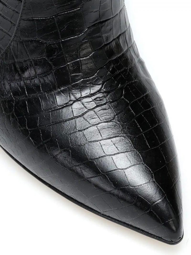 Bottes Au Genou Pour Femmes Noires À Talons Hauts Et Bout Pointu - Noir