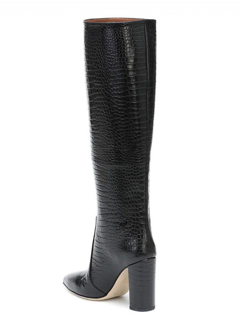 Bottes Au Genou Pour Femmes Noires À Talons Hauts Et Bout Pointu - Noir
