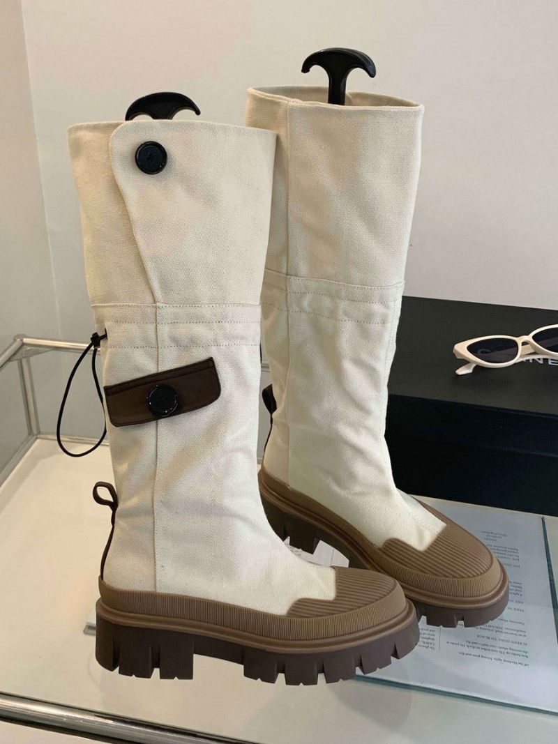 Bottes Chics À Talons Épais Pour Femmes - Beige