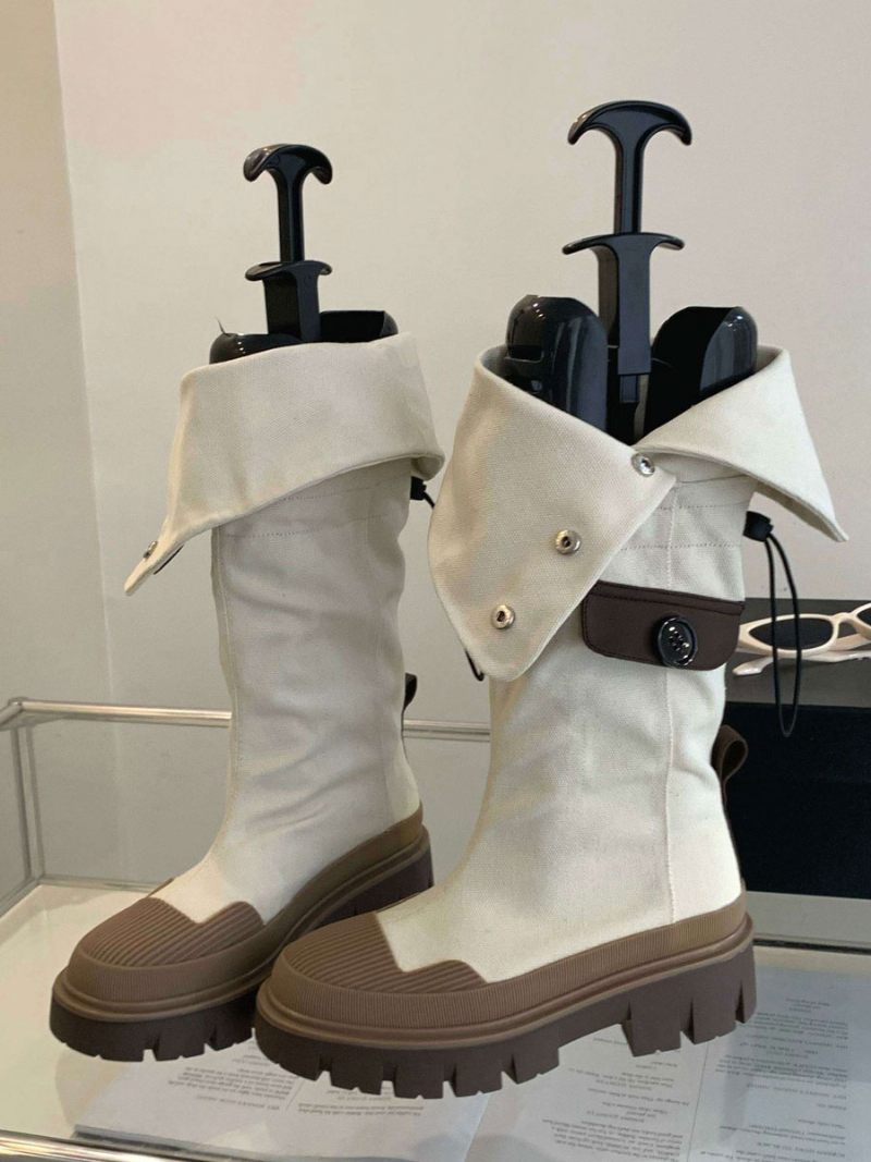 Bottes Chics À Talons Épais Pour Femmes - Beige