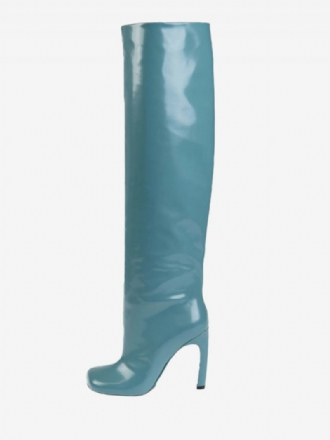 Bottes Hautes Métalliques Pour Femmes Talon Aiguille Mollet Large Soirée Bal Fin D'année
