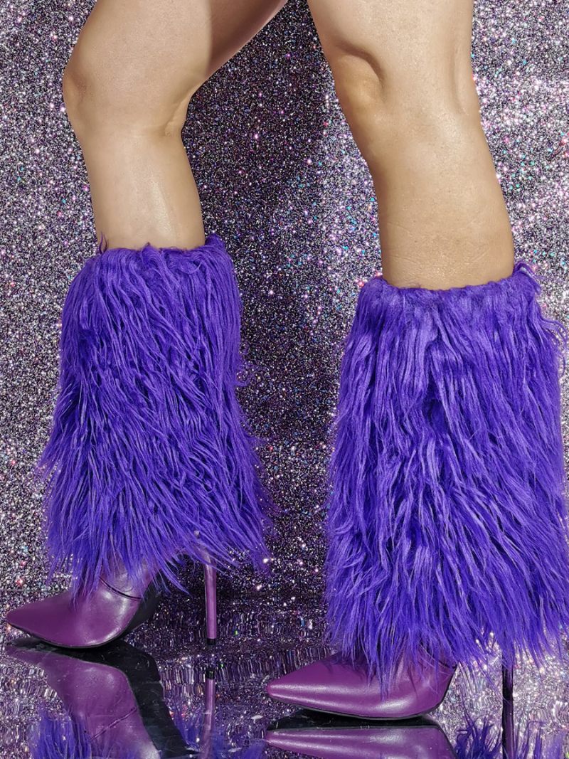 Bottes Mi-mollet Violettes Pour Femmes D'hiver Bearpaw Avec Détail Fausse Fourrure - Violet