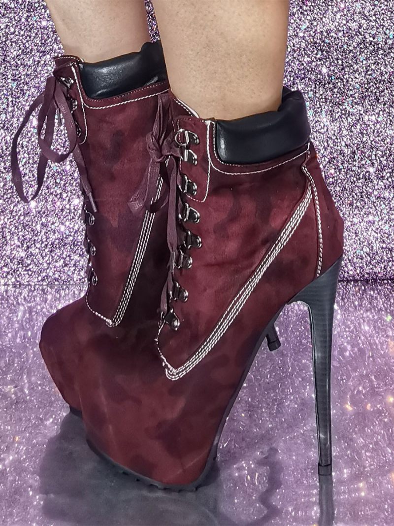 Bottines Plateforme À Bout Rond Pour Femmes - Bourgogne