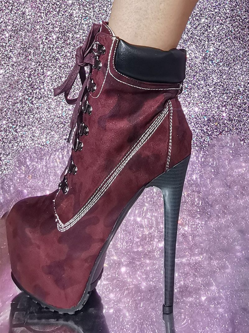 Bottines Plateforme À Bout Rond Pour Femmes - Bourgogne
