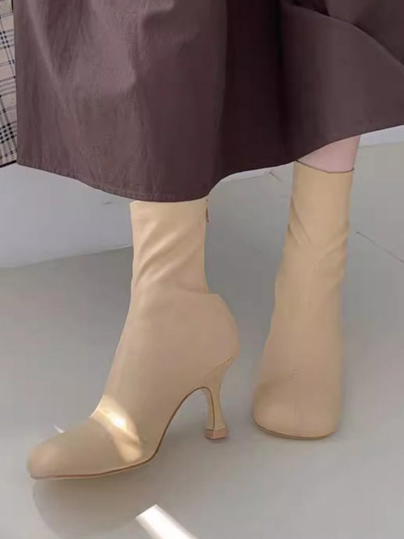 Bottines À Talons Aiguilles Bout Carré Pour Femmes - Jaune Clair