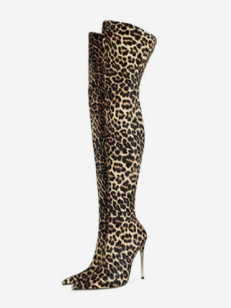 Cuissardes À Talons Hauts Imprimé Léopard Pour Femmes