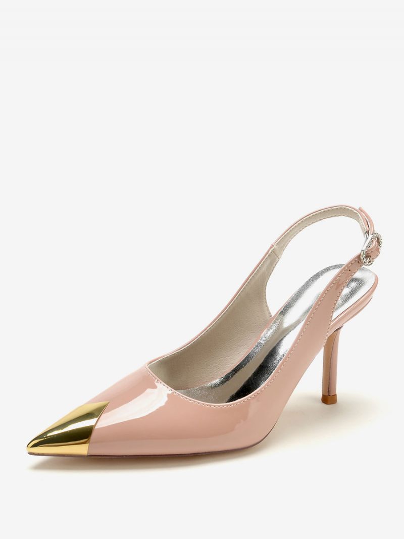 Chaussures Mariage Pour Femmes Escarpins Mariée Dessus Pu Verni Bout Pointu Détails Métal - Jaune / Rouge