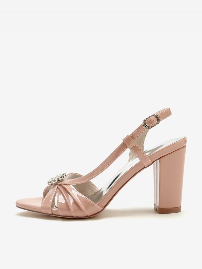 Chaussures Mariage Pour Femmes Mère La Mariée Pu Verni Bout Ouvert Strass 3.3 Pouces - Jaune / Rouge