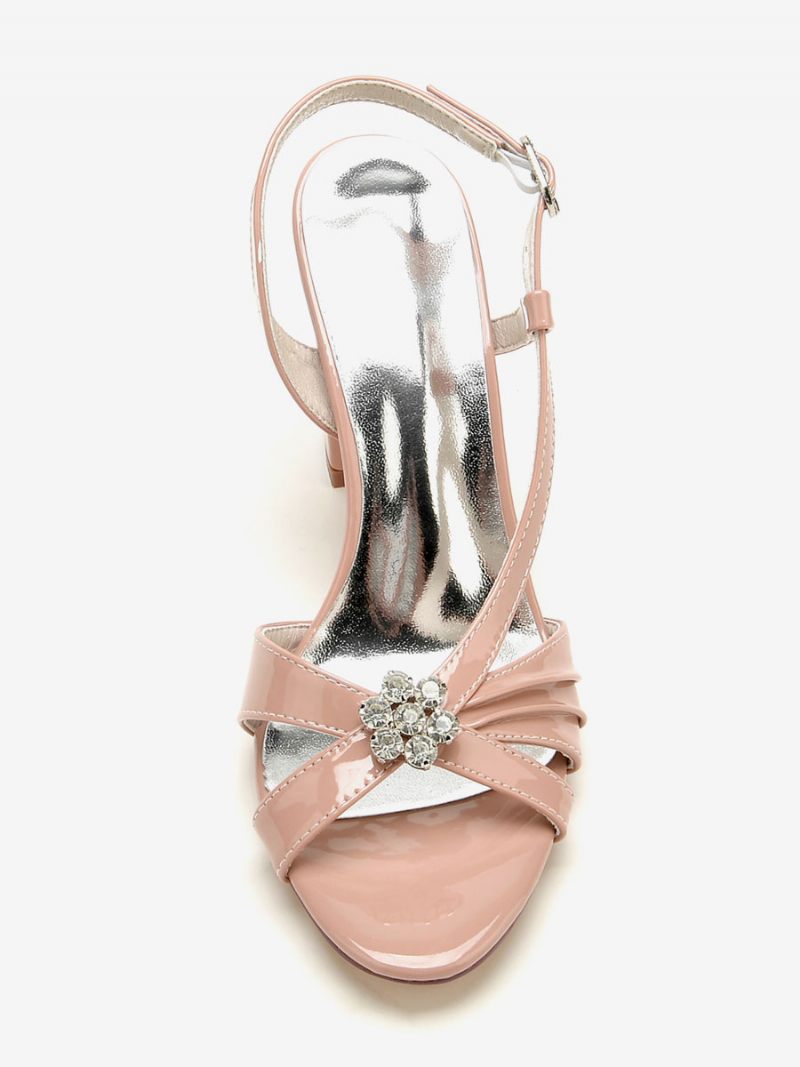 Chaussures Mariage Pour Femmes Mère La Mariée Pu Verni Bout Ouvert Strass 3.3 Pouces - Jaune / Rouge
