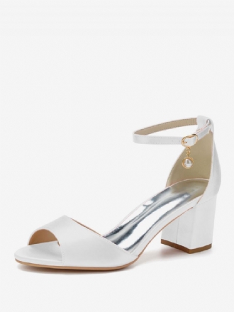 Chaussures Mariée À Talon Bas Et Bride La Cheville Pour Femmes