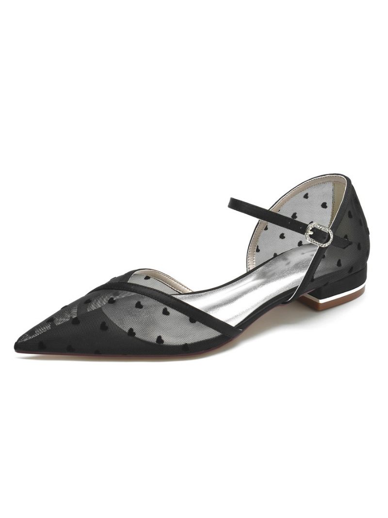 Chaussures Plates Mariée Mary Jane Maille Pour Femmes - Noir