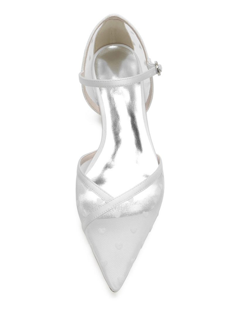 Chaussures Plates Mariée Mary Jane Maille Pour Femmes - Blanc
