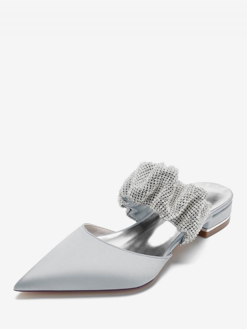 Chaussures Plates Mariée Souples À Strass Pour Femmes - Argent
