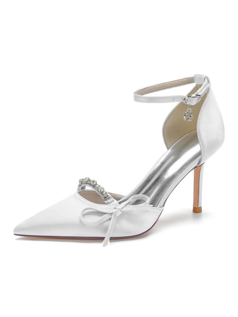 Escarpins Mariée À Talons Et Bride Cheville Pour Femmes Avec Nœud