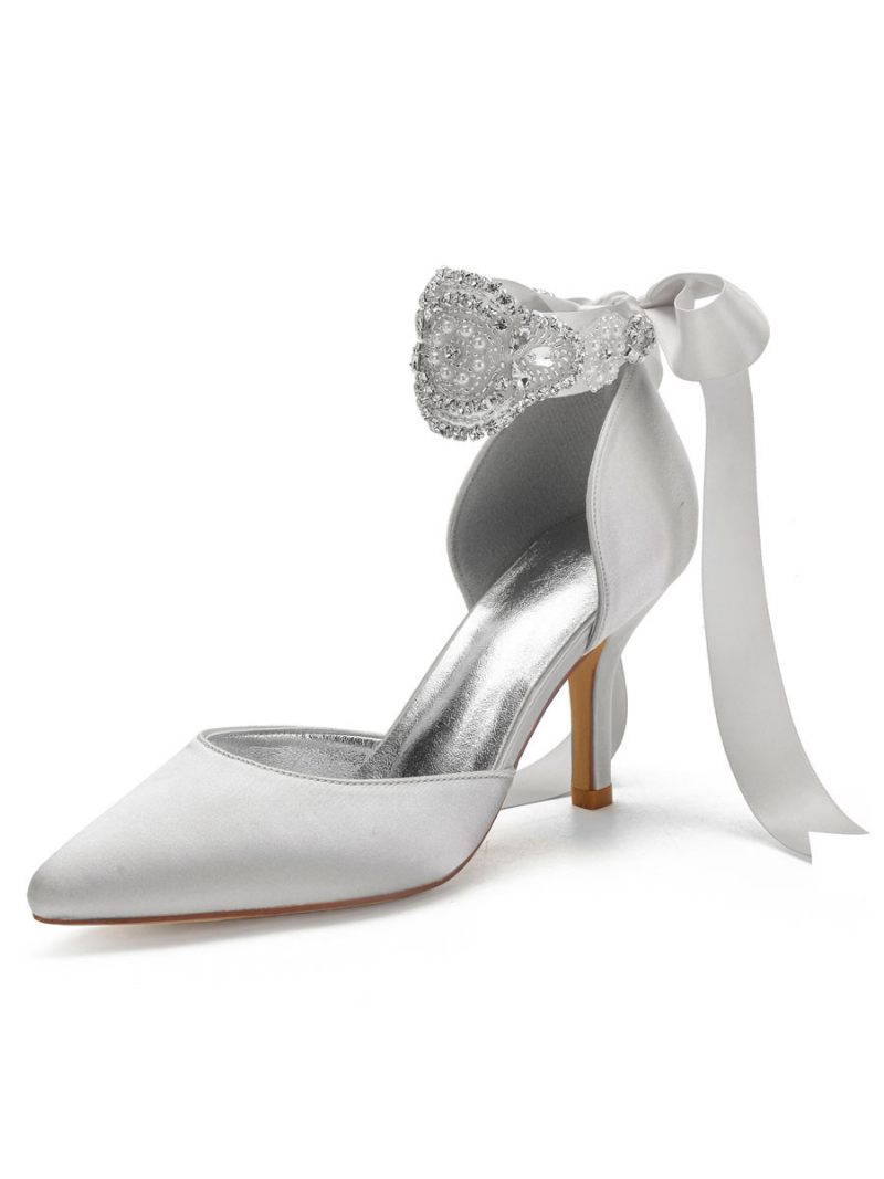 Talons Mariée Confortables À Lacets Et Strass Pour Femmes