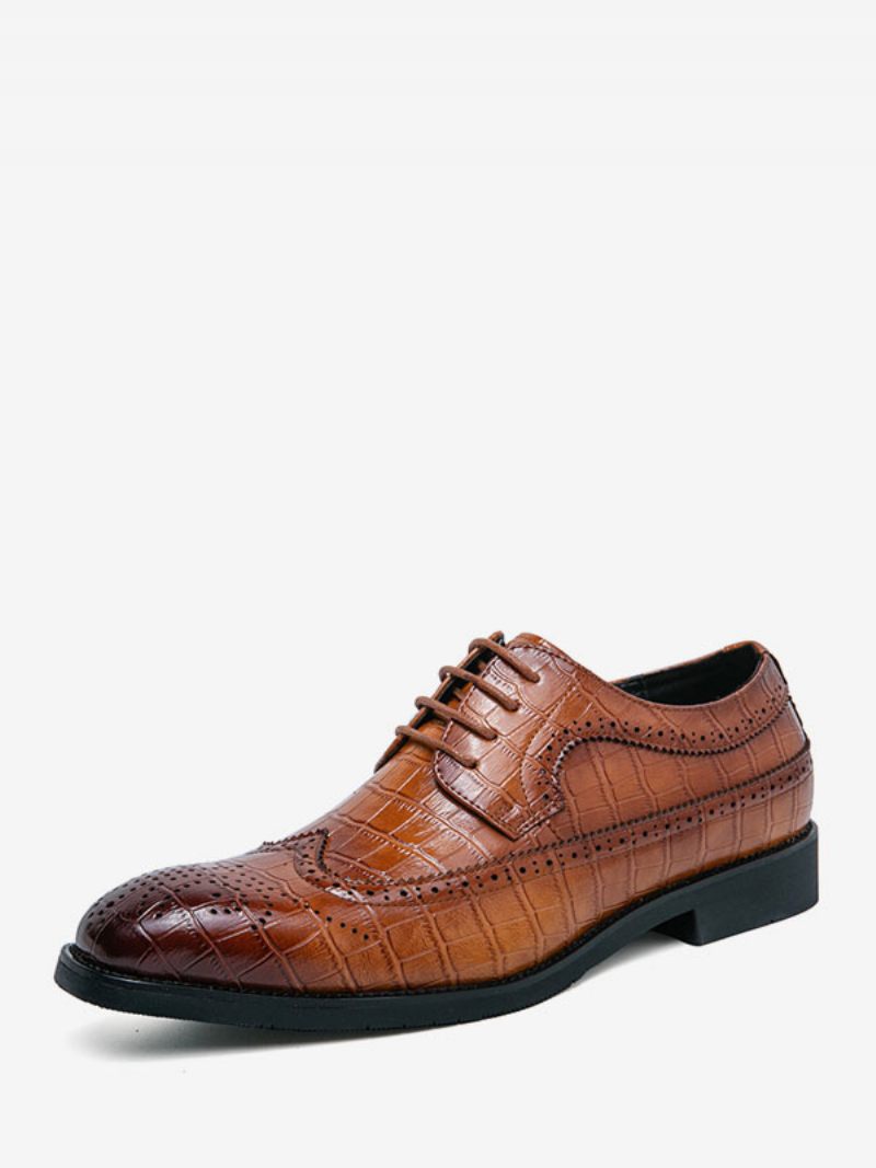 Chaussures Habillées Pour Hommes Élégantes À Bout Rond Lacets Cuir Pu Marié