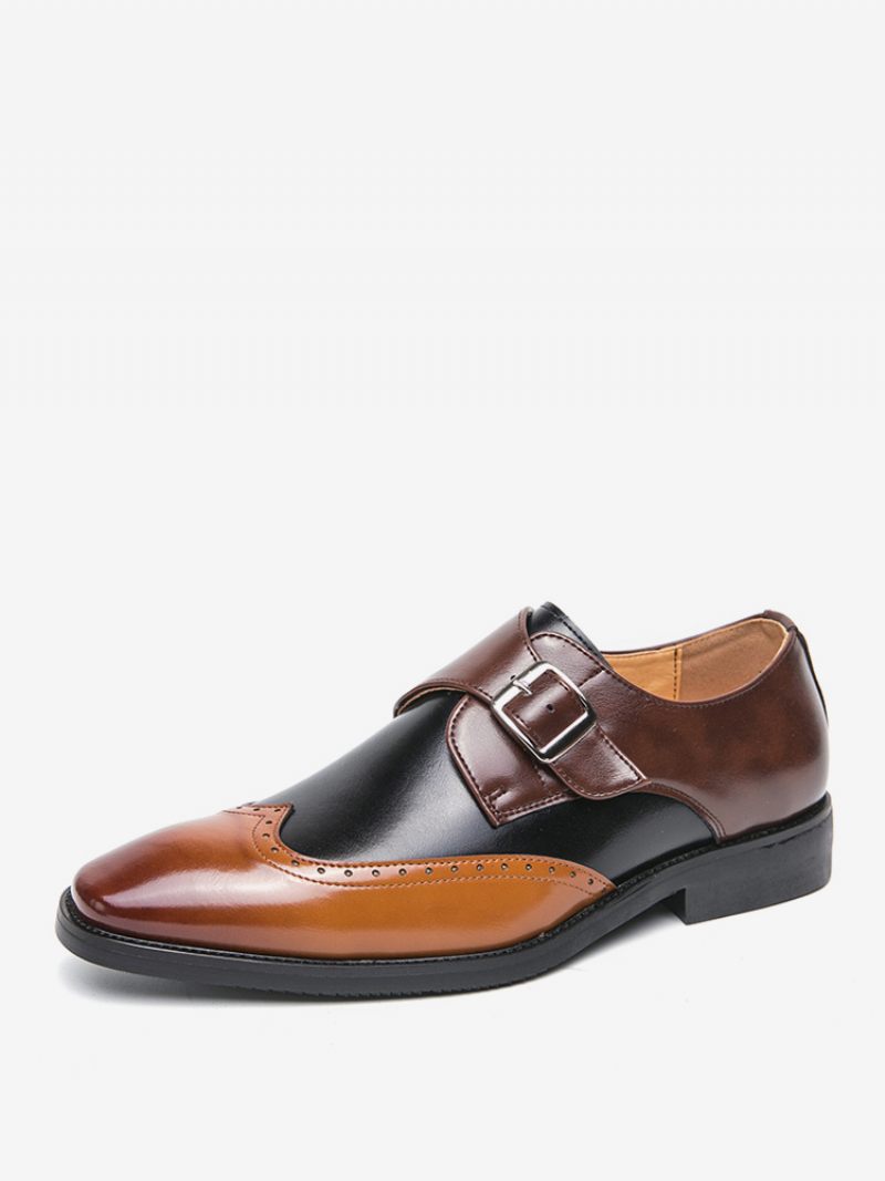 Chaussures Habillées Pour Hommes Qualité Bout Carré Slip-on Cuir Pu Bal Laofers - Jaune