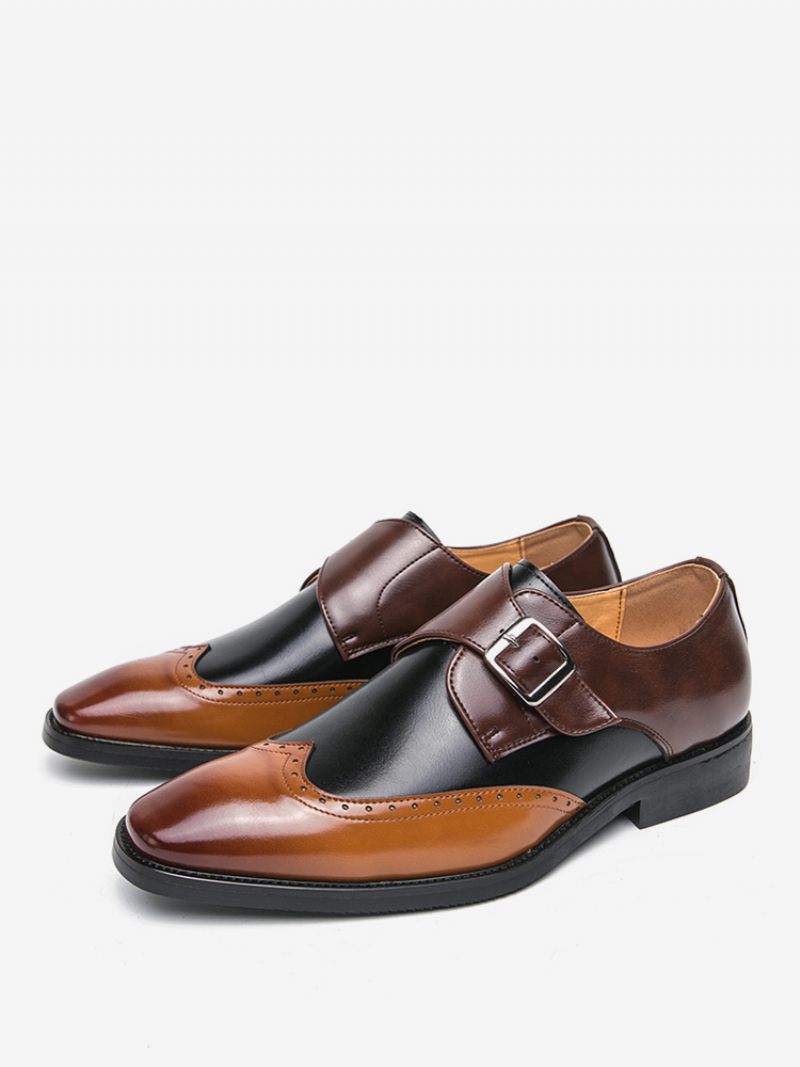 Chaussures Habillées Pour Hommes Qualité Bout Carré Slip-on Cuir Pu Bal Laofers - Jaune