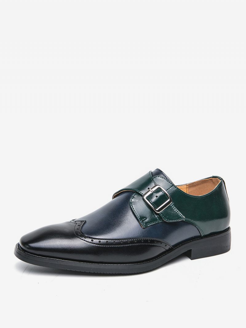Chaussures Habillées Pour Hommes Qualité Bout Carré Slip-on Cuir Pu Bal Laofers - Noir