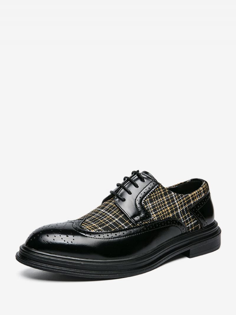 Chaussures Habillées Pour Hommes Qualité Bout Rond À Lacets Oxford Cuir Pu