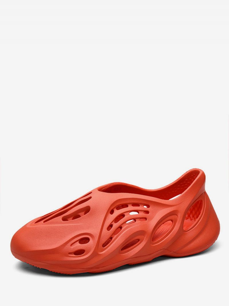 Sandales D'été À Enfiler Cuir Avec Semelle Caoutchouc Pour Hommes - Orange
