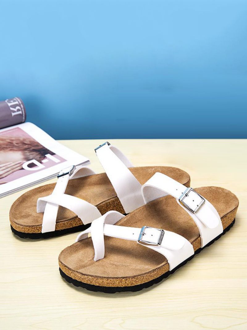 Sandales Pour Hommes À Enfiler Avec Sangle Réglable Et Boucle Plates