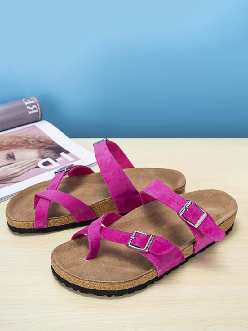 Sandales Pour Hommes À Enfiler Avec Sangle Réglable Et Boucle Plates - Rose