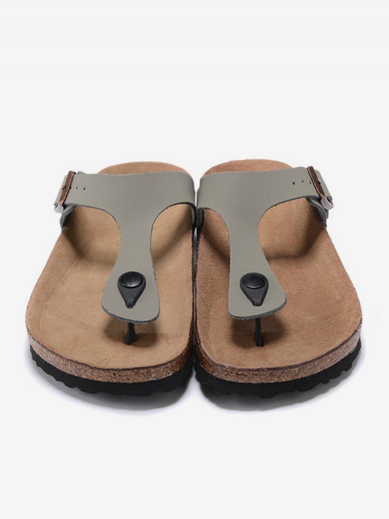 Sandales Pour Hommes Pantoufles À Enfiler Plates - Gris
