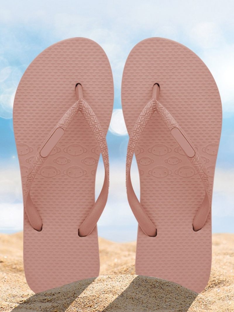 Sandales À Glissière Caoutchouc Marron Café Bout Rond Pour Femmes - Rose
