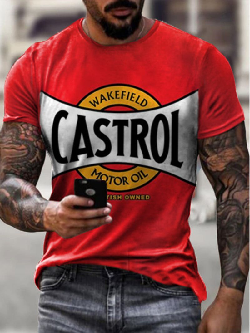 T-shirts Homme Chic Col Bijou Imprimé Manches Courtes - Rouge
