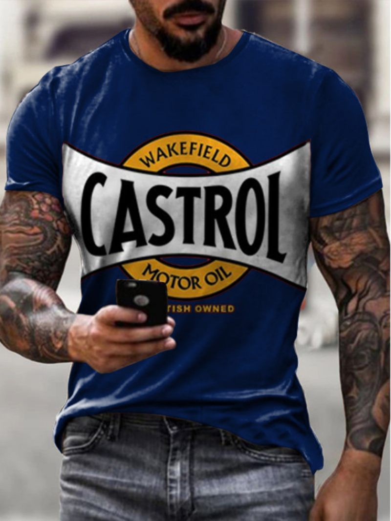 T-shirts Homme Chic Col Bijou Imprimé Manches Courtes - Bleu