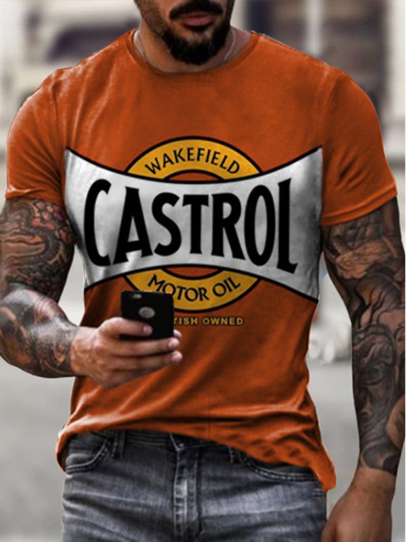 T-shirts Homme Chic Col Bijou Imprimé Manches Courtes - Orange